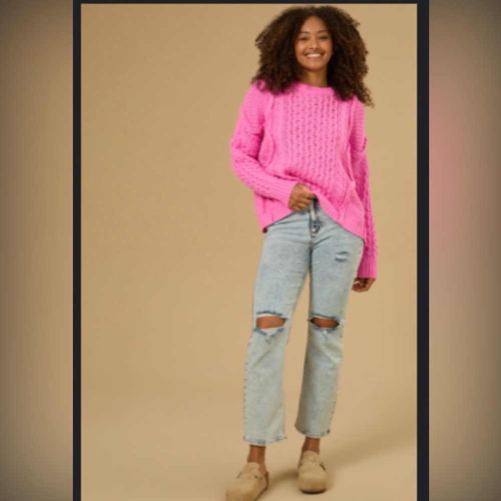 Altar'd State Vibrant Pink Knit Top
